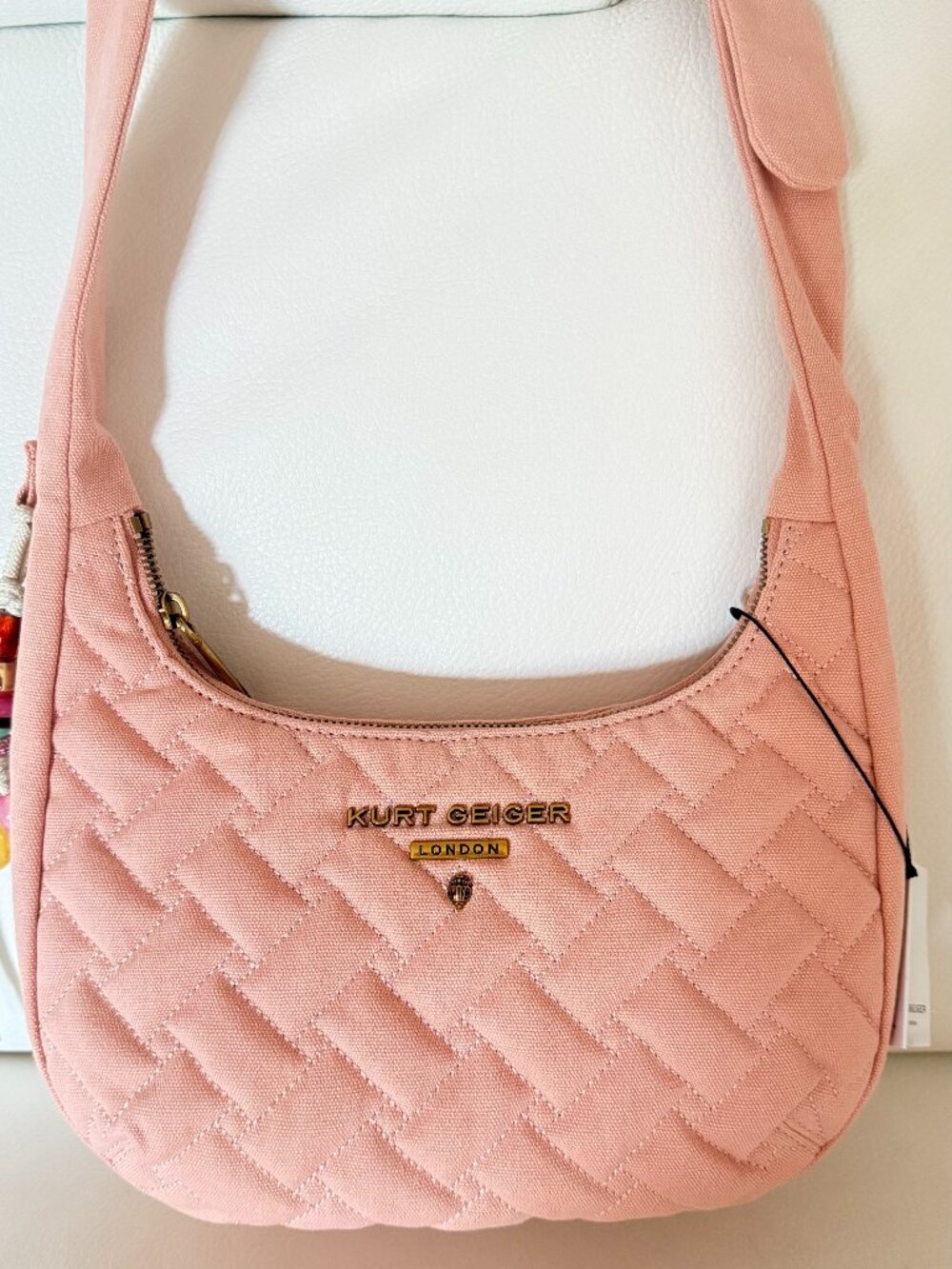 NWT KURT GEIGER ANGEL QUILTED HOBO SHOULDER BAG CROSSBODY W CHARM PINK $228